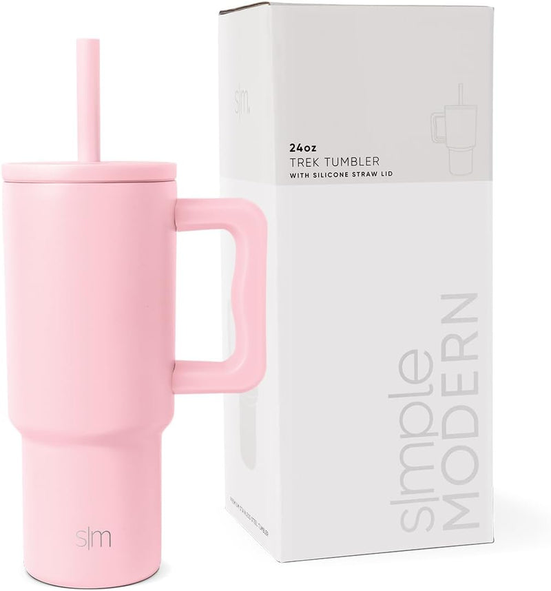 Simple Modern Kids 24 oz Tumbler with Handle and Silicone Straw Lid | Spill Proof and Leak Resistant | Reusable Stainless Steel Bottle | Gift for Kids Boys Girls | Trek Collection | Asteroid
