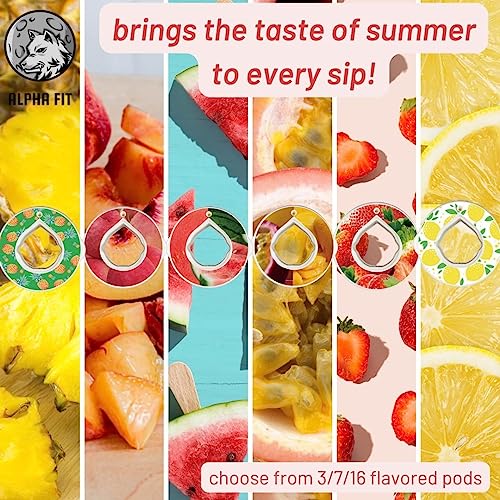 Alpha Fit Scent Water Bottle Pods 16 PIC Variety Pack, Air Up Water Bottle Flavor Pods, Air Up Pods, Watermelon, Coke, Peach (1 set of 16 pods (flavors up to 70 oz/2 L of water)