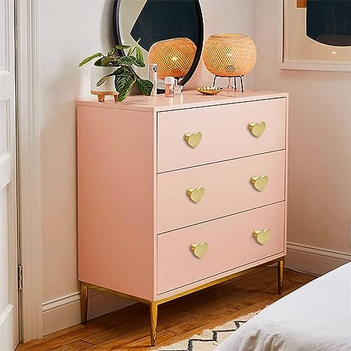 Azonee Heart Shape Brass Drawer Knobs, Zinc Alloy Cabinet Pulls for Kitchen, Bathroom & Closet, Modern 6 pcs Hardware Set
