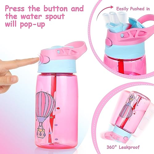 X spring Water Bottle for Kids School, Plastic BPA free Bottle, Cute Girls Water Bottles for School, Nursery Straw Cup, Creative Duck Beak Plastic Water Bottles, 480ML Portable Leakproof Bottle
