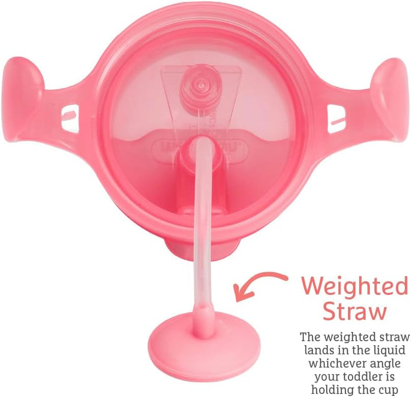 Munchkin Any Angle Click Lock Weighted Straw Trainer Cup, spill proof cup with handles, for infant/baby boys and girls, 7oz Capacity, 6 Months and above, Green