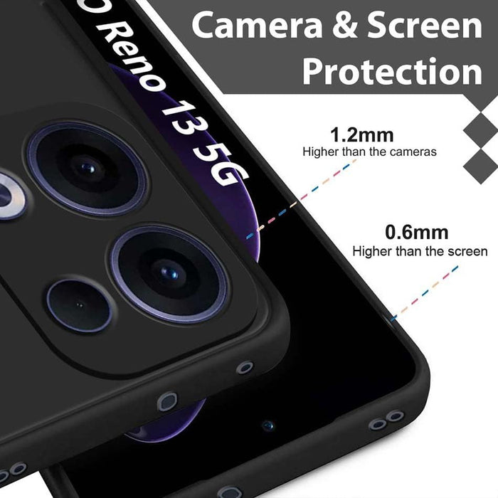 Case for Oppo Reno13 Pro Liquid Gel Rubber Bumper Case with Soft Microfiber Lining Cushion Slim Hard Shell Shockproof Protective Cover for Reno 13 Pro 5G 2024 (Black)