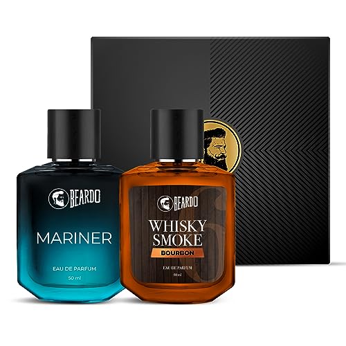 Beardo Whisky Smoke Bourbon & Mariner Perfume Combo 50ml | Long Lasting for Men | Oriental, Woody, Leathery | Fresh, Aqua Notes | Gift Set for Valentine's Day