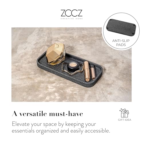 ZCCZ - Black Bathroom Accessories Set 6 Pcs - Toothbrush Holder, Lotion Soap Dispensers, 2 Qtip Holder Dispenser, Vanity Tray, Bathroom Tumbler - Countertop Vanity Organizer - Bathroom Accessory Set
