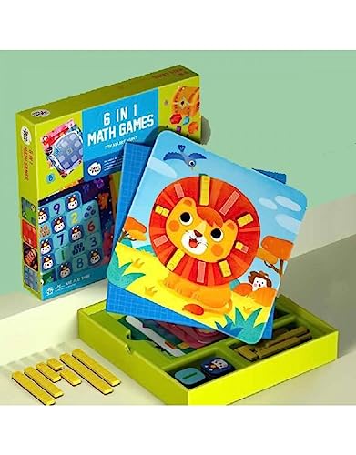Alyasameen 6 In 1 Math Games - Invisible Snake - Sudoku - Build A Savanna - Memory Game - Build A Space - Magic Square - 6 Games To Help Children Improve Their Number Sense