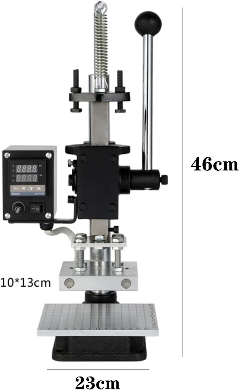Hot Foil Stamping Machine, 10x13cm Digital Embossing Machine, Manual Tipper Stamper, with Full Scale & Positioning Slider for PVC Leather Paper Embossing
