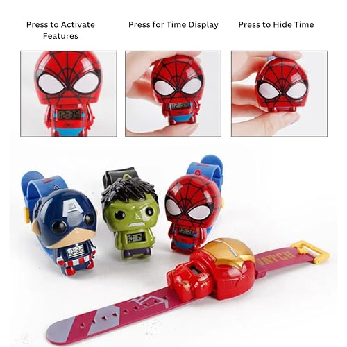 Superhero 3 piece Kids Watch, Kids Digital Watch for Boys Girls, Easy Read Cute Cartoon Wrist Watches Toy, Gift for Holiday, Birthday