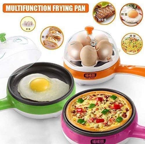 generic Automatic 2 in 1 Multi Functional Electric 7 Egg Boiler Roaster Heater Fryer/Egg Cooker/Steamer with Non-Stick Frying Pan (Multicolour)