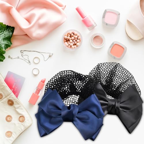 Bowknot Hair Clip Hairnet, Women Hair Clip Hairnet, Hair Nets for Women, Hair Bun Cover Barrettes, Bun Net for Nurse Bank Worker Air Hostess Professional Hair Bun Cover 4 PCS