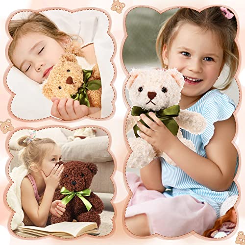 SYOSI 6Pcs Plush Bears Bulk, 10 Inch Small Plush Bear Stuffed Bears with Bow Tie Bear Toys for Birthday Baby Shower Party Favor Gift