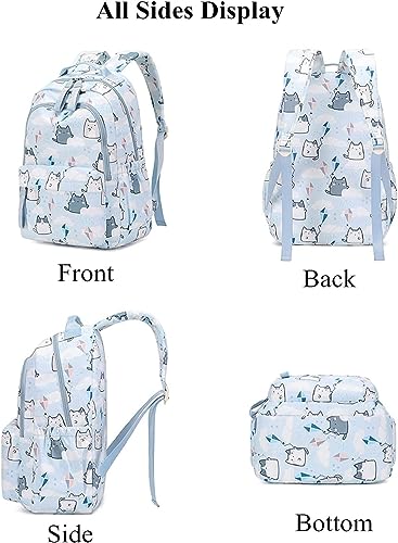 Cute Cat School Backpack, Teens Elementary School Bookbags, Laptop Bag Casual Travel Daypack