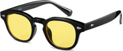 Unisex Vintage Retro Round Style Tinted Sunglasses For Men Women Fashion Circle Sun Glasses 46mm - C07 Black Frame/Yellow Tinted Lens