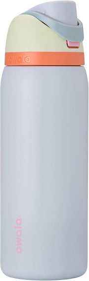 FreeSip Insulated Stainless Steel Water Bottle with Straw for Sports, Travel, and School BPA-Free Sports Water Bottle, 24 oz, Strawberry Field - Beach House 32 Ounces