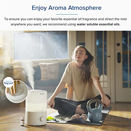 LEVOIT 3L Humidifiers for Bedroom Baby Room with Night Light, Cool Mist Humidifier for Home, Office & Plant, Auto-Off, Up to 25H for 27 ?, Quiet Operation with 360� Rotation Nozzle- 2 Filter Sponge