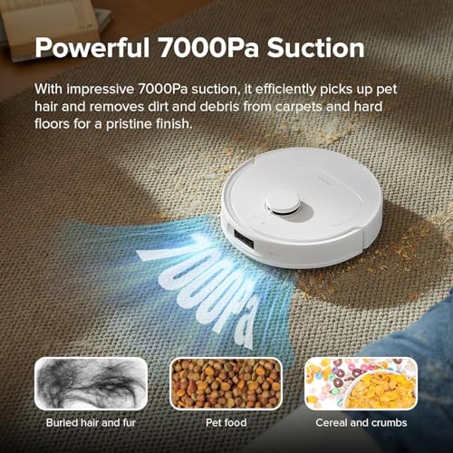 roborock Qrevo S Robot Vacuum and Mop, Self-Drying, Auto Mop Washing, 7000Pa Suction, Self-Emptying & Refilling, 10mm Mop Lifting, 200RPM Spinning Mops, Smart Obstacle Avoidance