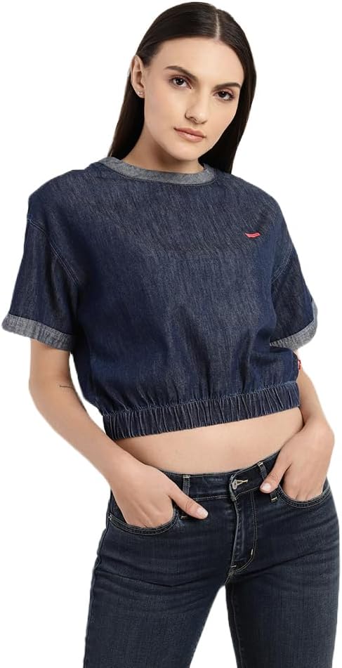 Womens Drop Shoulder Lola Top Blouse - Marlin Blue