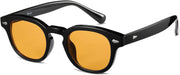 Unisex Vintage Retro Round Style Tinted Sunglasses For Men Women Fashion Circle Sun Glasses 46mm - C08 Black Frame/Orange Tinted Lens