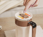 HULPPRE Automatic Self-Stirring Coffee Mug with Smart Temperature Control,400ml 316 Stainless Steel Electric Mixing Cup with Lip,Type-C Rechargeable,One-Touch Stirring for Coffee,Milk,Protein Powder - Beige