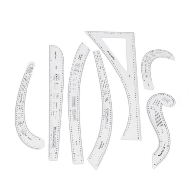 SKEIDO 7 Piece Set Metric Clothes Curve Sewing Ruler Drawing Stencil Making Grading Curve Rule Pattern Making Accessories Making Pink - C