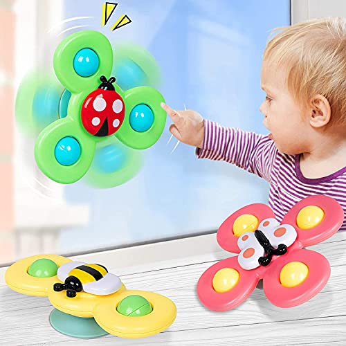 AWH LULULIA Toys for 1 2 3 Year Old Girls Gifts,Suction Cup Fidget Spinner Toys for 1-3 Year Olds Boys Baby Sensory Toys for 0-6-12 Months Plus,Bath Toys for 1 2 Year Olds for Toddler 1…