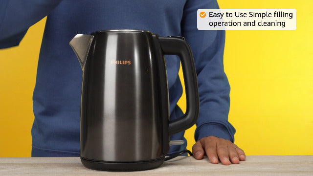 Philips 5000 Series Stainless Steel Kettle - 2200W, 1.7L, Spring Lid, Black & Copper - HD9352/31