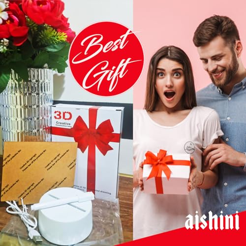 Aishini 3D LED Acrylic Night Light with Erasable Pen, USB powered-LED Board, Elegant Festive Décor for your lifestyle, Valentines Day, Birthday, Anniversary, Home Décor, For Kids & Loved Ones
