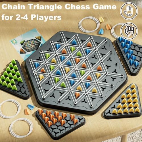 Chain Triangle Chess Game- Family Fun Night Chess Set,Strategy Board Game for Kids & Adults, 2-4 Players, Interactive Brain Teaser,Puzzle Games,Birthday Gift for Age 3-12 Years Old Boys Girls