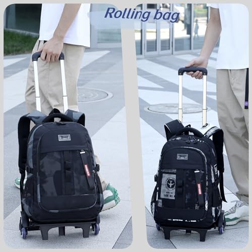 Cat Face 2Pcs Kids Rolling Backpack for Elementary School Carry on Preschool School Bag Bookbag with Wheels for Boys Girls