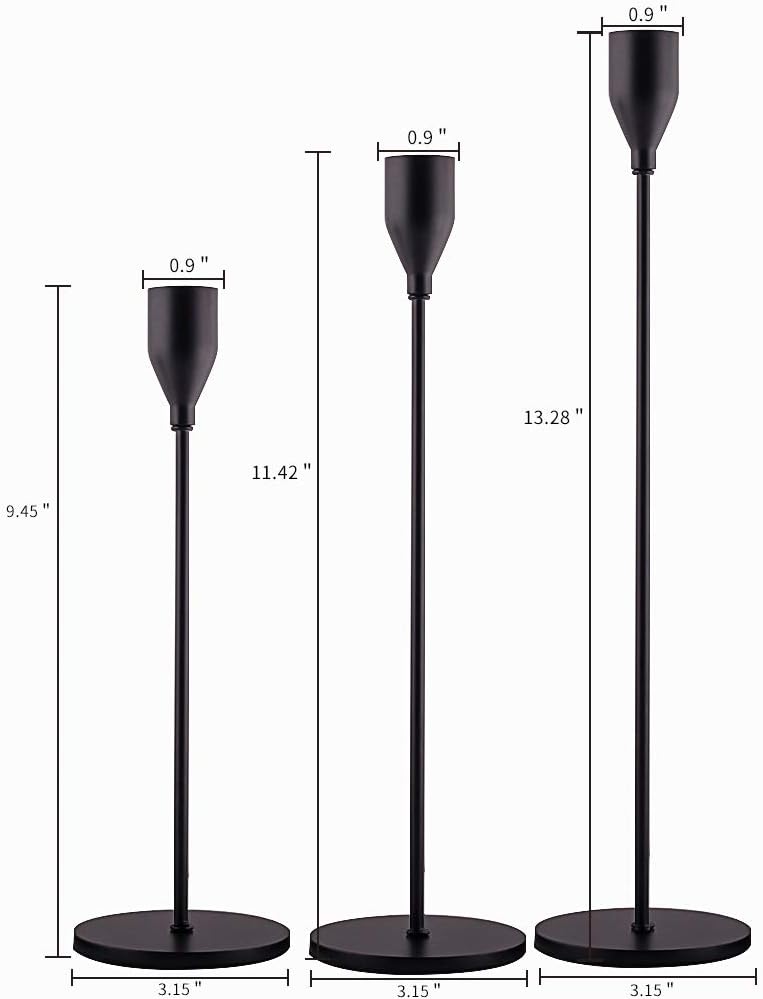 SUJUN Silver Candle Holders Set of 3 for Taper Candles, Decorative Candlestick Holder for Wedding, Dinning, Party, Fits 3/4 inch Thick Candle&Led Candles (Metal Candle Stand)