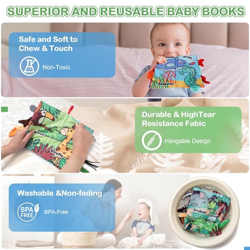 2PCS Soft Sensory Tummy Time Toys for Infants - Crinkle Cloth with Engaging Textures, Ideal Learning Stroller Toys for Newborns Aged 6-12 Months