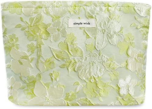 STARDW Flower Cosmetic Bags Makeup Bags for Women and Girls,Travel Makeup Bag Large Capacity Canvas Makeup Bag,Makeup Organizer Bag Zipper Pouch, Embossed pink, Large Capacity Aesthetic Makeup Bags