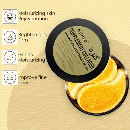 KANZA - 60 Pcs Supplement Collagen Eye Mask(30 Pairs)| Under Eye Patches for Eye Bags & Anti-Aging Treatment | Reduces Dark Circles,Puffiness,Wrinkles | Hydrogel Eye Patch | Under Eye Mask Set