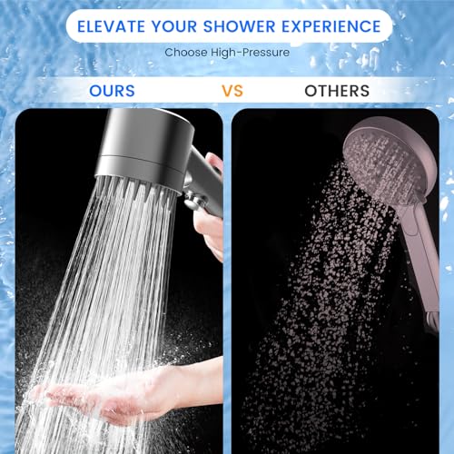 PWERAN Filtered Shower Head with Handheld, High Pressure Water Flow and Multiple Spray Modes Shower Head with Filter, Power Wash for Hard Water, Showerhead with ON/OFF Switch for Pets Bath