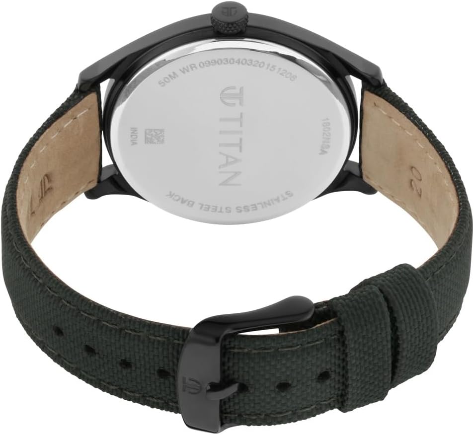 Neo V Dark Blue Dial, Green Fabric Strap Analog Round Watch for Men's – image 8