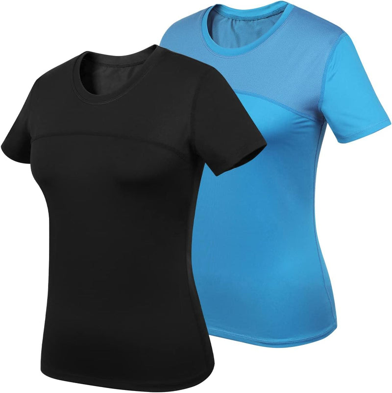 Women Workout Shirt Dry Fit Short Sleeve Sport Compression Tops Moisture Wicking Athletic T-Shirts
