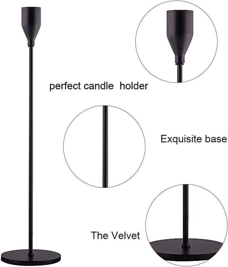 SUJUN Silver Candle Holders Set of 3 for Taper Candles, Decorative Candlestick Holder for Wedding, Dinning, Party, Fits 3/4 inch Thick Candle&Led Candles (Metal Candle Stand)