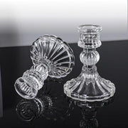 ZOTIKA® 6 Pack Candlestick Holders Set, 4" Taper Candle Stand, Clear Glass Candle Holders for Wedding, Festival, Party, Windowsill & Elegant Dinner Party Decor (6 Pack Clear)