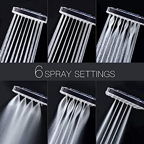 Newentor Shower Head with Hose Set with 6 Settings Spray Mode, Chrome - 1.5m