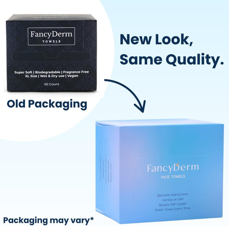 FancyDerm Face Towel Disposable | Cotton Pads | Makeup Remover | Dry Wipes | Soft & Thick | Lint Free Biodegradable | 50 Count