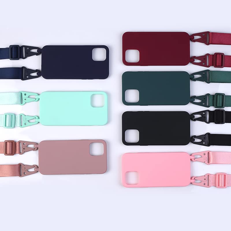 PuYu Zhe Crossbody Case for iPhone 11 Pro - Silicone Soft Matte, TPU Shell, Adjustable Neck Cord Strap, Shockproof, Lanyard Case - Dark Green