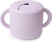 Mushie Silicone Baby Snack Cup with Handles - Easy-Grip Baby Cup with Soft Opening for On-the-Go Feeding, 400ml Spill-Proof Food-Grade Container for Baby Food & Snacks Woodchuck - Soft Lilac