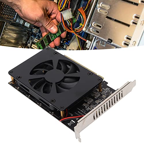 Bewinner M.2 NVME to PCIE Adapter, Adapter Card NVME M.2 to PCIE X16 4 Ports 32Gbps Expansion Card Computer Accessories with Enhanced Cooling Fan