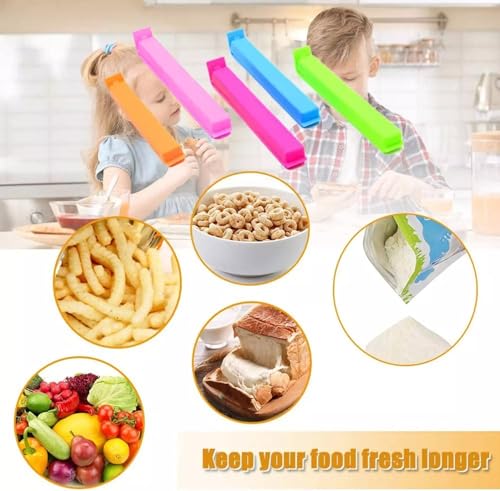 WY8 30 Pcs Food Bag Clips, 6/11cm Reusable Plastic Bag Clips for Food Storage, Multicoloured Freezer-Safe Sealing Clips, Strong Leakproof Bag Clips for Keeping Food Fresh, Airtight & Organised