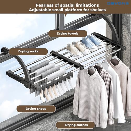 DAYONG Portable Clothes Drying Rack,Clothes Hanging for Balcony,Windowsill and Guardrail,Laundry Rack Door Hanger Rod for Indoor Outdoor for Towels, Lingerie, Hosiery,Shoes (Telescopic 51-90cm)