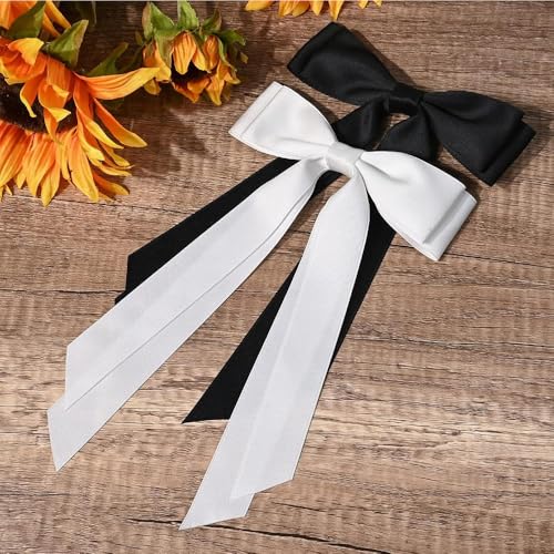 EOMECUIGAO Hair Bows for Women Girl, 3Pcs Bow Hair Clips, Women Satin Hair Ribbon With Long Tails