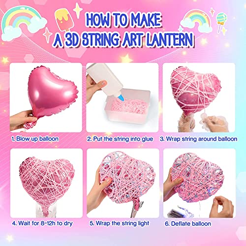 SYOSI 3D String Art Kit for Kids, Craft Kits for Kids Age 7-12 Gifts for 7-12 Year Olds Girls Arts and Crafts for Kids Age 7 8 9 10 11 12 Toys for 7 8 9 10 11 12 Year Old Girls DIY Lantern Toys
