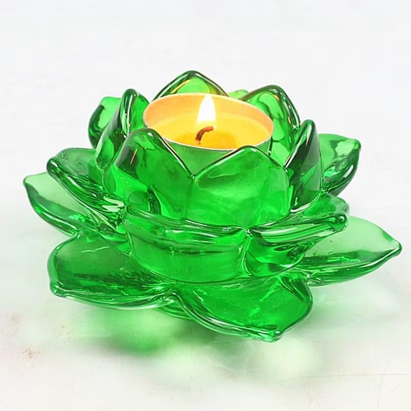 BUY4LESS - Glass Tea Light Candle Holder Lotus Flower pack of 1 (Red)