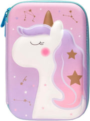 Unicorn Pencil Case for Girls, 3D EVA Large Capacity Pen Holder, 3 Compartment Kids School Supply Organizer, Cute Cartoon Stationery Pouch & Marker Bag, Ideal Birthday Gift for Kids