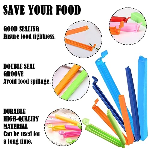 BDSHUNBF 16 Pcs Bag Clips for Food Storage, Food Bag Sealing Clips, Food Bag Clips Colorful, Reusable Plastic Food Clips, for Keeping Food Fresh, Sealing Packets, Freezer Bags(4 Sizes)
