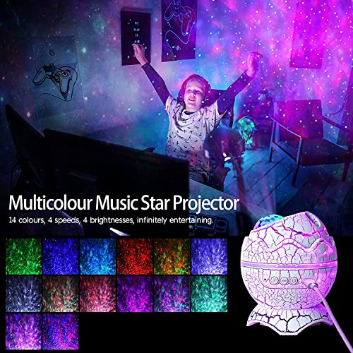 Dinosaur Egg Galaxy Star LED Projector Light with Wireless Music Player, Night Light with White Noise, Nebula, Timer & Remote Control Best Gift & Decoration for Children's and Adults' Bedroom